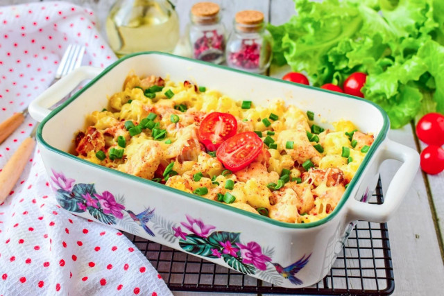 макарони з куркою в духовці запечені
