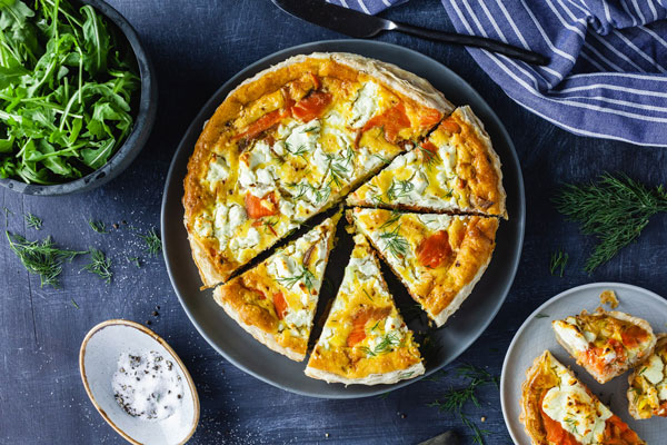 puff pastry smoked salmon quiche with goat cheese
