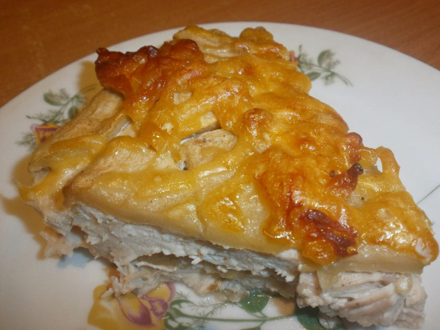 куряча грудка з яблуками в вершках