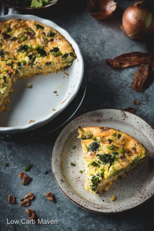 broccoli cheddar quiche with bacon (crustless)