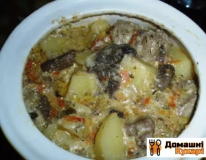 Печеня з м'ясом і грибами