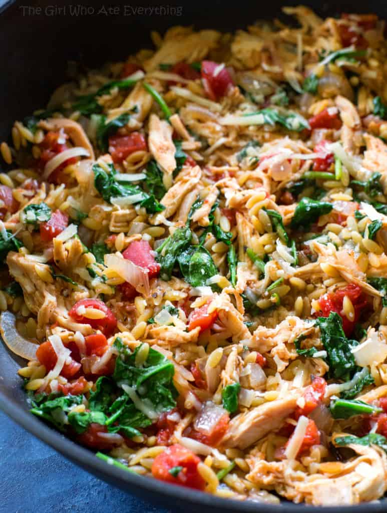 one-pan chicken and spinach orzo