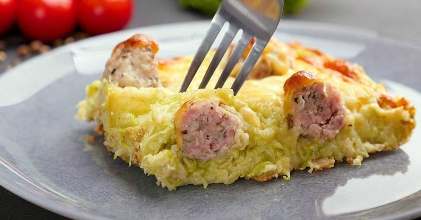 пиріг з кабачків з фрикадельками - готуємо з покроковими фото